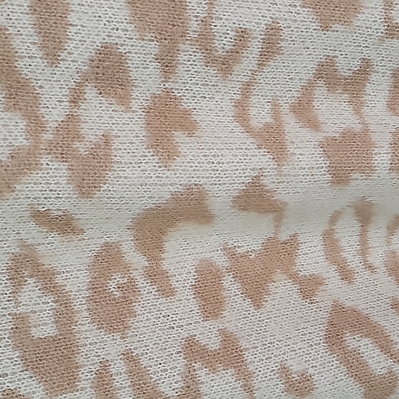 Animal Print Long Leopard Beige Open Front Collarless Knitted Duster Cardigan XL - Picture 11 of 13